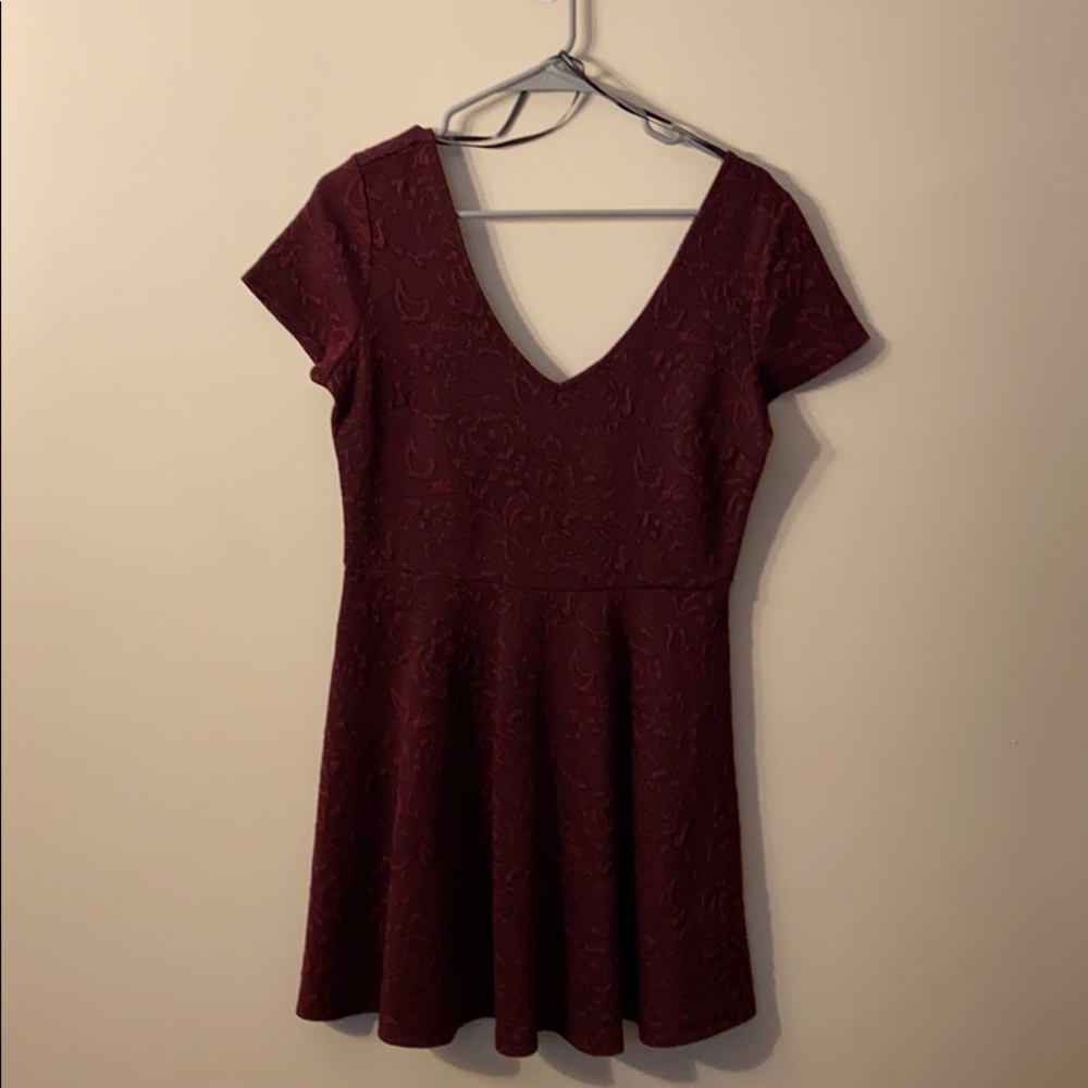 NEW Forever 21 Burgundy & Black Floral Short Dress Flowers Valentines - Large